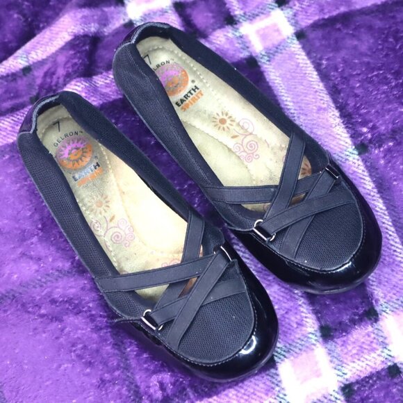 BLACK FLATS 7 Earth Spirit Laced Stretch Elastic Slip-on Work Office Classic - Picture 2 of 9